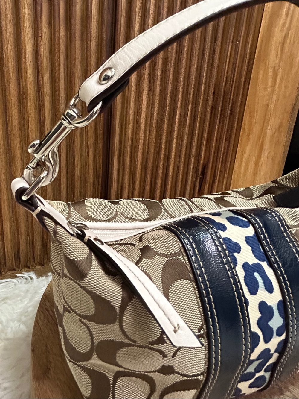 Coach Hampton Signature Mini Satchel Demi Bag Color Block Leopard Style F4211 - Picture 8 of 10